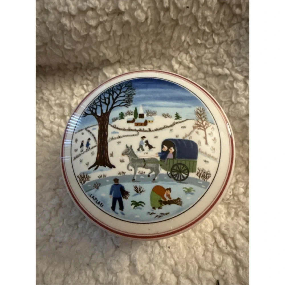 VILLEROY & BOCH Luxembourg NAIF CHRISTMAS Porcelain LIDDED Trinket BOX 4